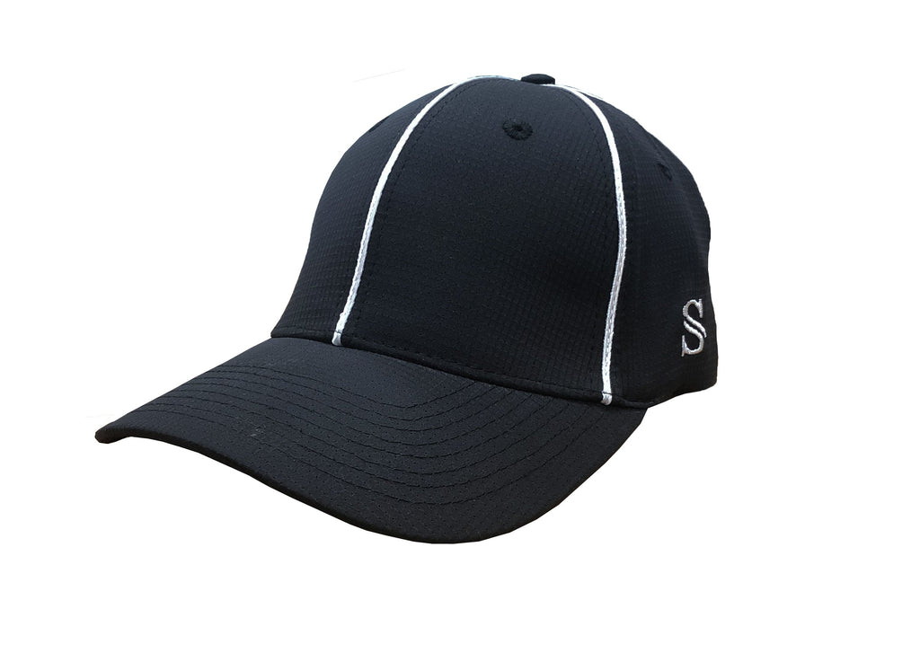 *NEW* HT110 - Smitty - Performance Flex Fit Hat - Black with White Piping - Officially Dalco