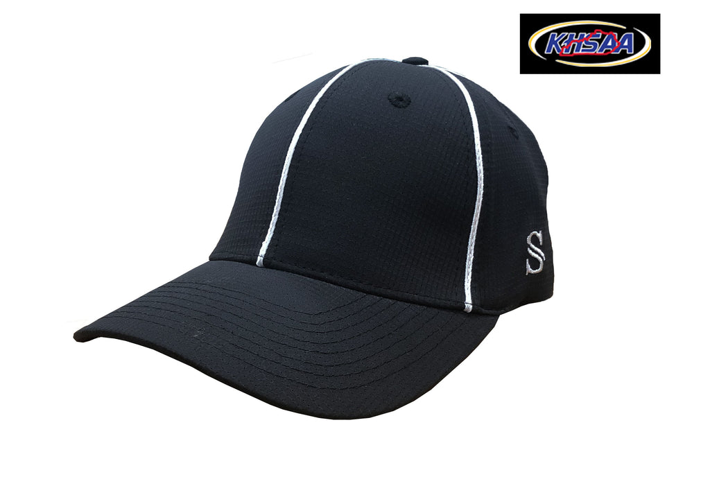 KY-HT110 - Smitty - Performance Flex Fit Football Hat - Black with White Piping w/KHSAA logo on back - Officially Dalco