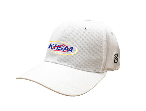 KY-HT111 - Smitty - Performance Flex Fit Football Hat - Solid White w/KHSAA logo