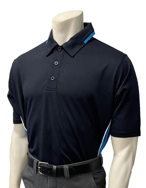 BBS345 - Men's "BODY FLEX" Smitty "NCAA SOFTBALL" Style Short Sleeve Umpire Shirts - Midnight Navy/Bright Blue