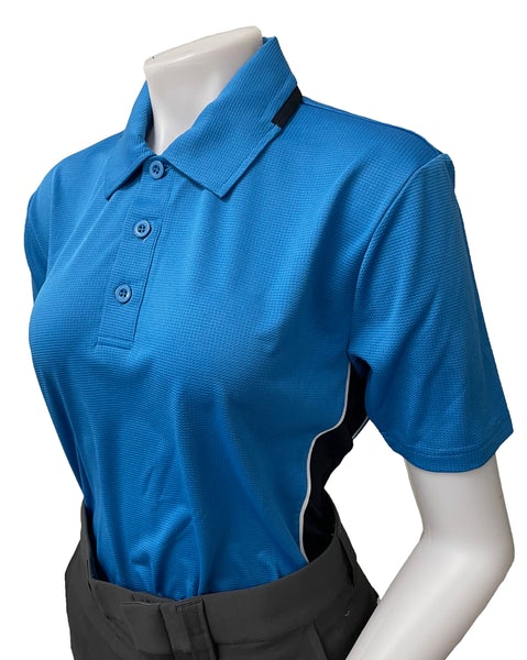 BBS346 - Women's "BODY FLEX" Smitty "NCAA SOFTBALL" Style Short Sleeve Umpire Shirts - Bright Blue/Midnight Navy