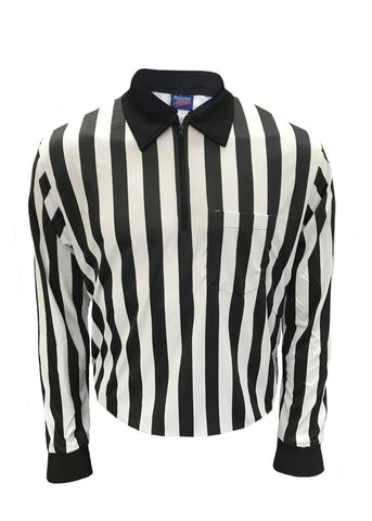 D724LS -Dalco Pro Comfort 1" Black & White Stripe Interlock Football Official's Shirt - Long Sleeve