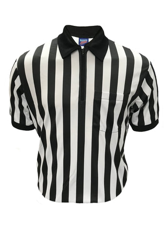 D730P -Dalco Pro Comfort 1" Black & White Stripe Interlock Football Official's Shirt - Short Sleeve
