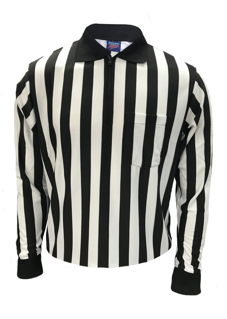 D824 - Dalco Football 1" Black & White Stripe Official's Shirt with Knit Collar - Long Sleeve - Officially Dalco