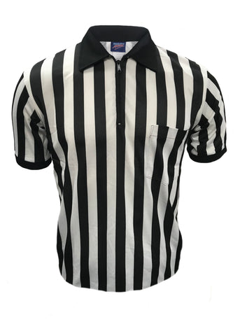 D830 - "CLEARANCE ITEM" Dalco Pin Dot Mesh Football 1" Black & White Stripe Referee Shirt