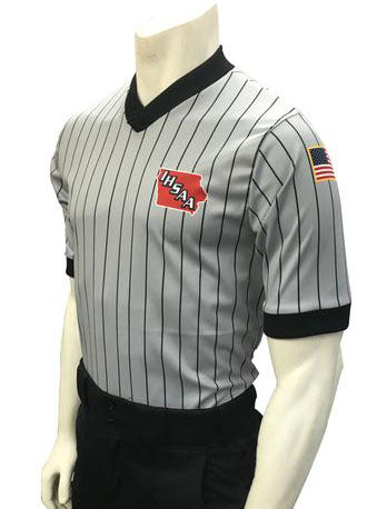 USA205IA- Iowa Short Sleeve Basketball/Wrestling Grey V-Neck Shirt